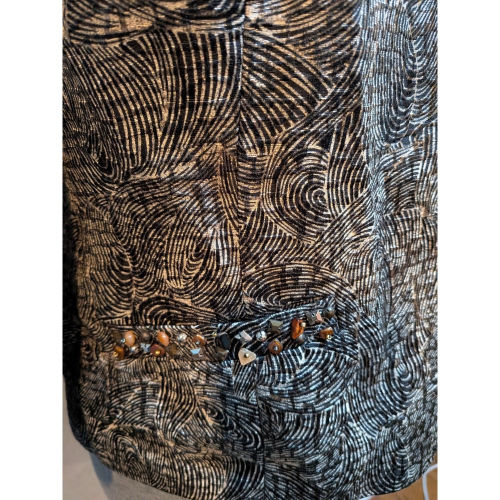 Chicos S Embellished Silk Blend Beaded Jewel Neckline Jacket Country Club Money - Picture 7 of 10